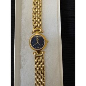 Fiori Finessa Womens Gold Tone Watch Black Dial Swiss Movt 32331